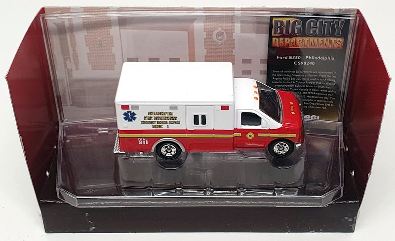 Corgi Appx 8.5cm Long CS90240 - Ford E-350 Ambulance Philadelphia FD - White/Red