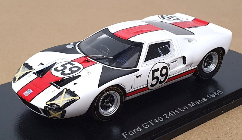 Spark 1/43 Scale S4537 - Ford GT40 #59 24H Le Mans 1966 - White/Red