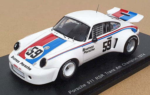 Spark 1/43 Scale S4414 Porsche 911 RSR #59 Trans Am Champion 1974 White/Blue/Red