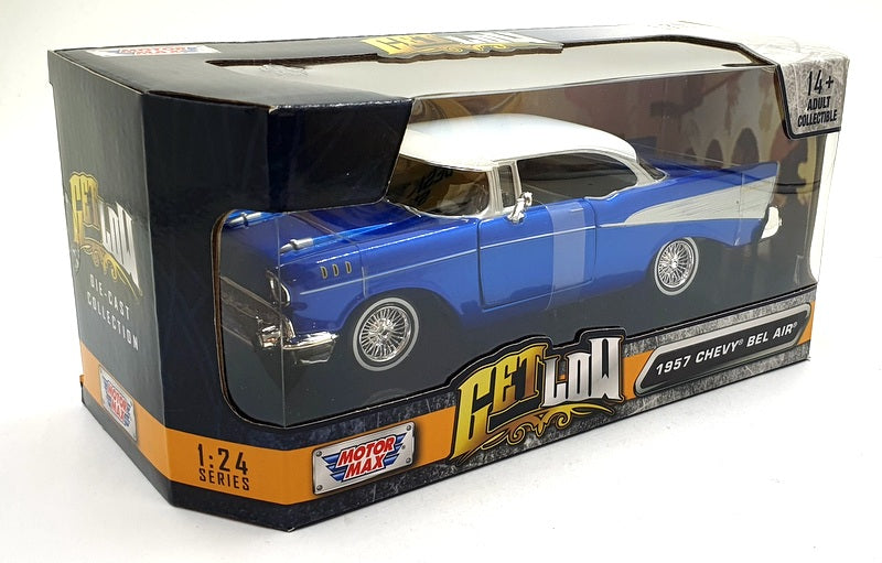 Motor Max 1/24 Scale 79030 - 1957 Chevy Bel Air - Met. Blue/White