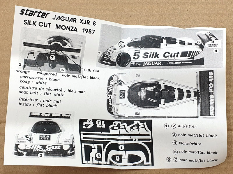 Starter 1/43 Scale Kit S3924D - Jaguar XJR8 Silk Cut Monza 1987