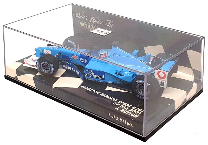 Minichamps 1/43 Scale 400 010108 F1 Benetton Renault B201 #8 USA GP 2001 Button