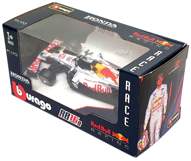 Burago 1/43 Scale 18-38055 - F1 Honda Red Bull RB16B #33 Verstappen - White