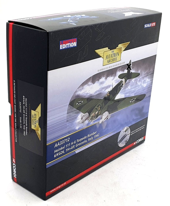 Corgi 1/72 Scale Diecast AA33712 Heinkel 111 Torpedo Bomber Italy 1942