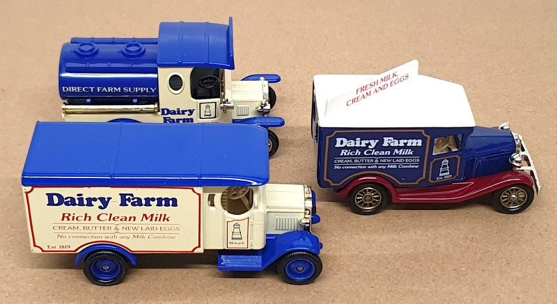 Lledo Diecast LLDF3 Set Of 3 Rolls Royce Model Vehicles (Dairy Farm) Blue/Cream