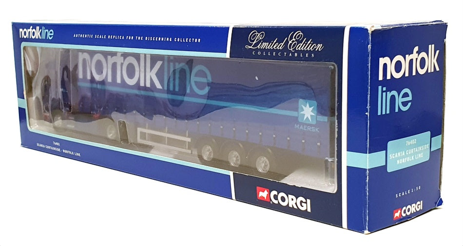 Corgi 1/50 Scale 76402 - Scania Curtainside Truck Norfolk Line - Blue