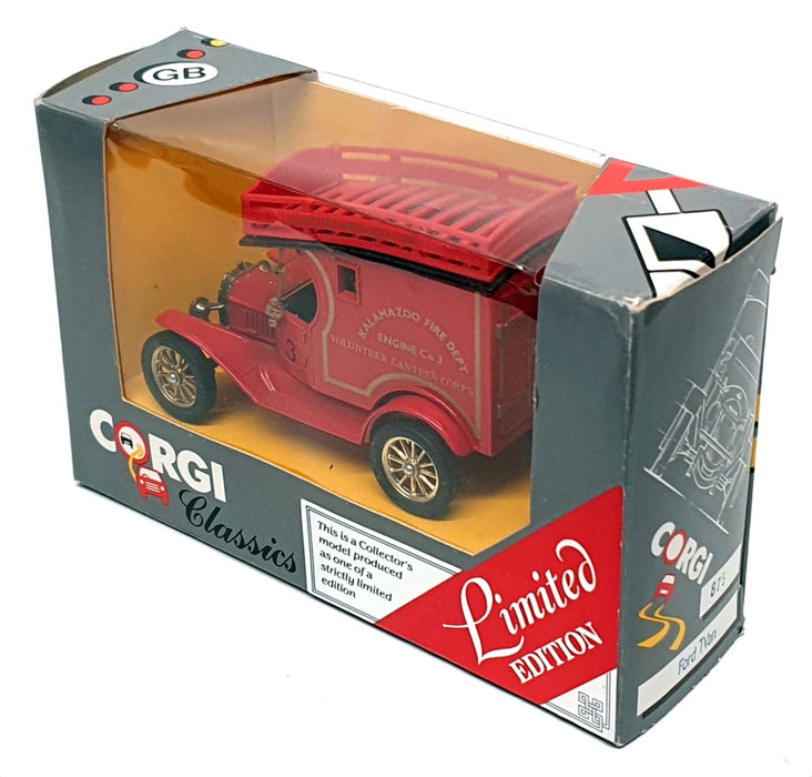 Corgi 9cm Long Diecast 875 - Ford Model T Van (Kalamazoo Fire Dept.) Red