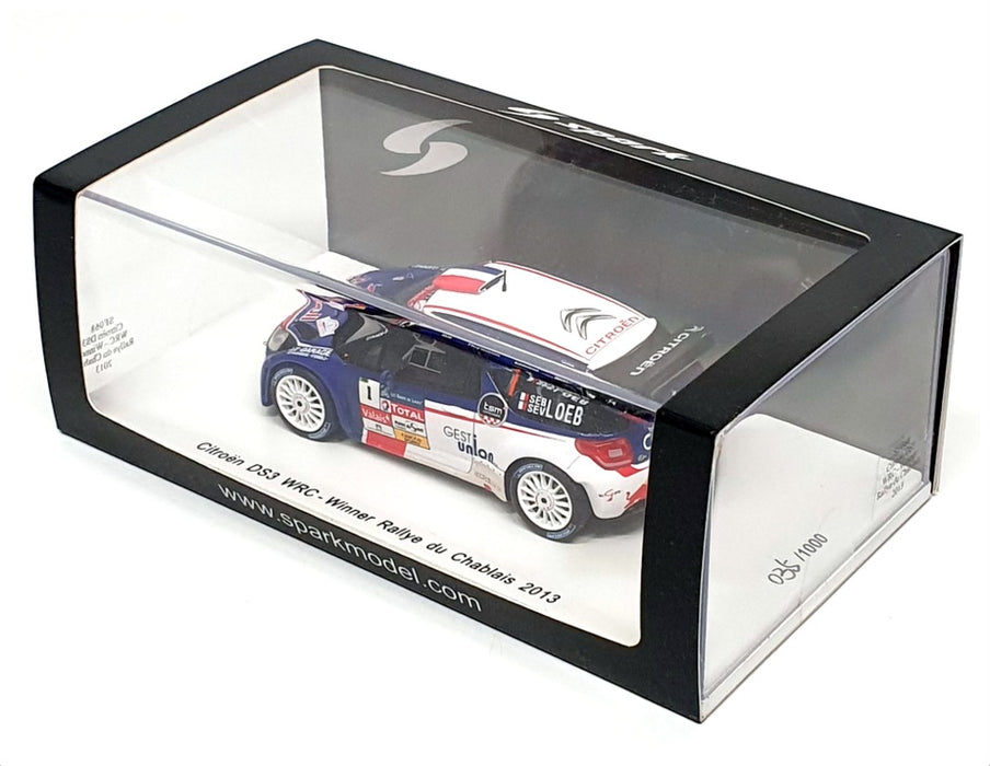 Spark 1/43 Scale SF068 - Citroen DS3 WRC #1 Winner Rallye du Chablais 2013