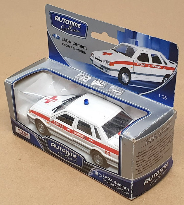 Autotime 1/36 Scale 30085W-RUS - Lada Samara Russian Ambulance - White/Red