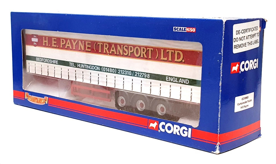 Corgi 1/50 Scale CC19903 - Curtainside Trailer H.E.Payne Ltd - White/Red