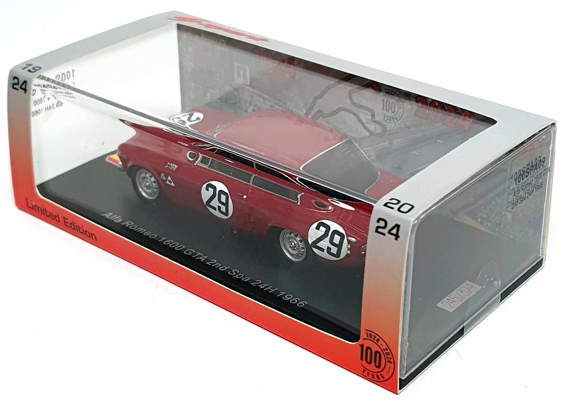 Spark 1/43 Scale 100SPA09 - Alfa Romeo 1600 GTA #29 2nd Spa 24H 1966 - Dk Red