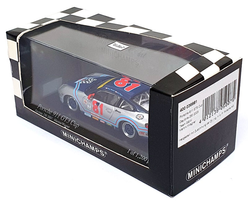 Minichamps 1/43 Scale 400 036981 - Porsche 911 GT3 Cup #81 Daytona 250 2003