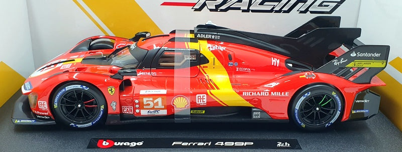 Burago 1/18 Scale 18-16301 - Ferrari 499P #51 24H Le Mans 2023 - Red