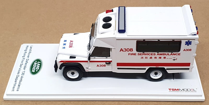 TSM 1/43 Scale TSM430291 - Land Rover Defender 130 Ambulance Hong Kong Fire Dept