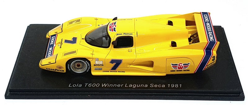 Spark 1/43 Scale S8601 - Lola T600 #7 Winner Laguna Seca 1981 - Yellow