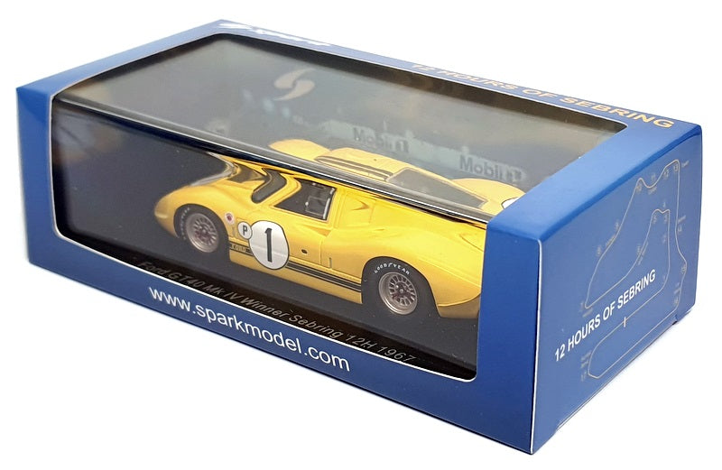 Spark 1/43 Scale 43SE67 - Ford GT40 MkIV #1 Winner Sebring 12H 1967 - Yellow