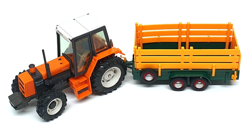 Britains 1/32 Scale 9614 - Renault Tractor & Animal Trailer - Orange/Yellow