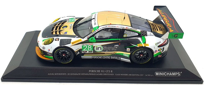 Minichamps 1/18 Scale Diecast 155 176928 - Porsche 911 GT3 R Alegra Daytona 2017