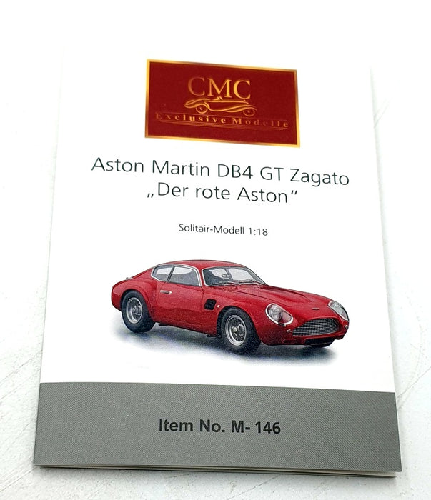 CMC 1/18 Scale Diecast M-146 Aston Martin DB4 GT Zagato 1961 - Red