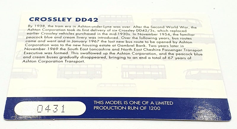 Corgi 1/76 Scale OM41610A - Crossley DD42, Ashton Corporation DD