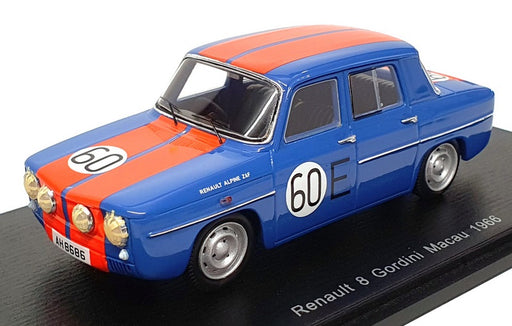 Spark 1/43 Scale S5559 - Renault 8 Gordini #60 Macau 1966 - Blue/Orange