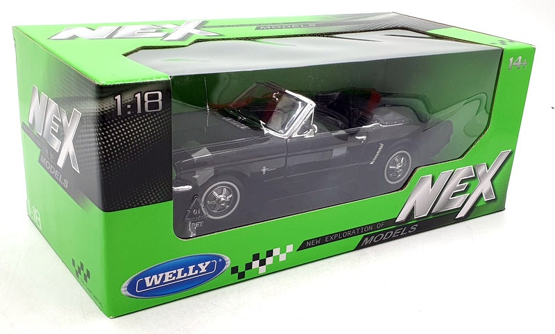 Welly 1/18 Scale Diecast 12519W - 1964-1/2 Ford Mustang Convertible - Black