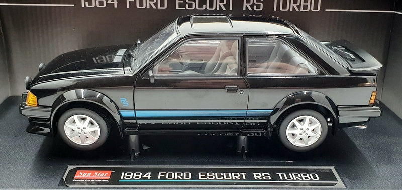 Sunstar 1/18 Scale Diecast 4962R - 1984 Ford Escort MK3 RS Turbo - Black