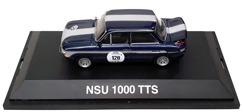 Schuco 1/43 Scale 02287 - NSU 1000 TTS Rennversion #128 - Blue/Silver