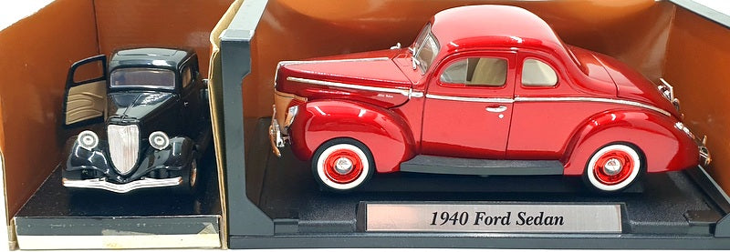 Motor Max 1/18-24 Scale 75152 - 1940 Ford Sedan Red - 1934 Ford Coupe Black