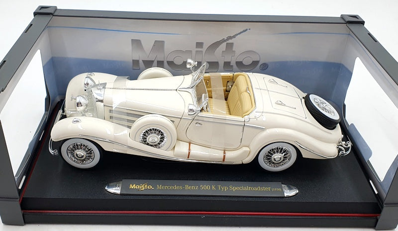 Maisto 1/18 Scale 36055 - 1936 Mercedes Benz 500K Typ Special Roaster - White