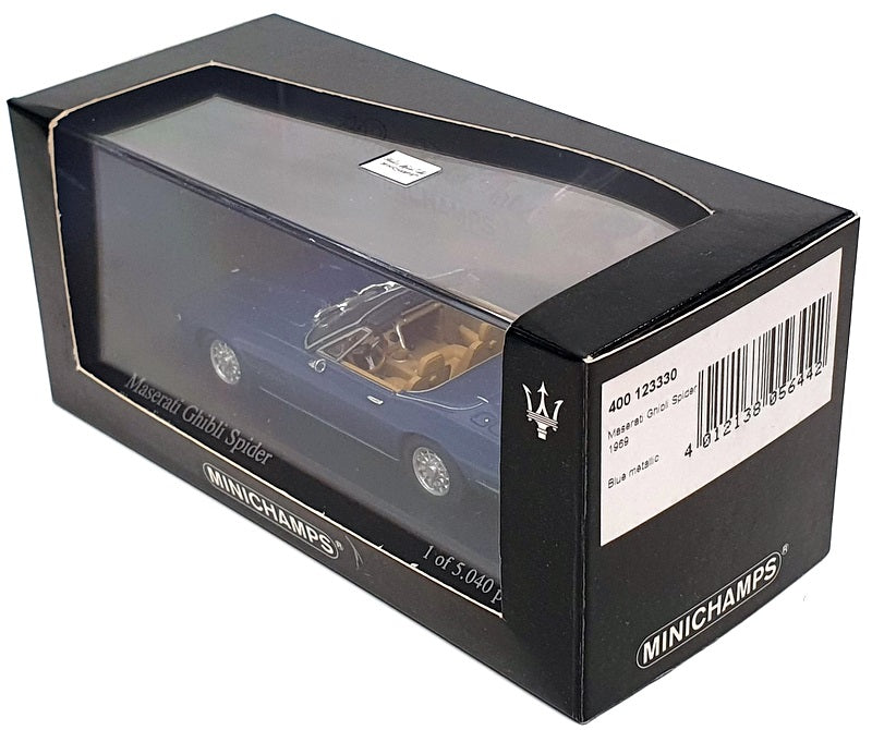 Minichamps 1/43 Scale 400 123330 - 1969 Maserati Ghibli Spider - Met Blue