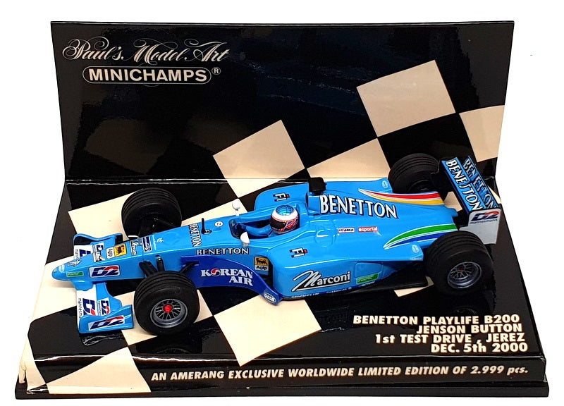 Minichamps 1/43 Scale 433 000111 F1 Benetton Playlife B200 1st Test Jerez 2000