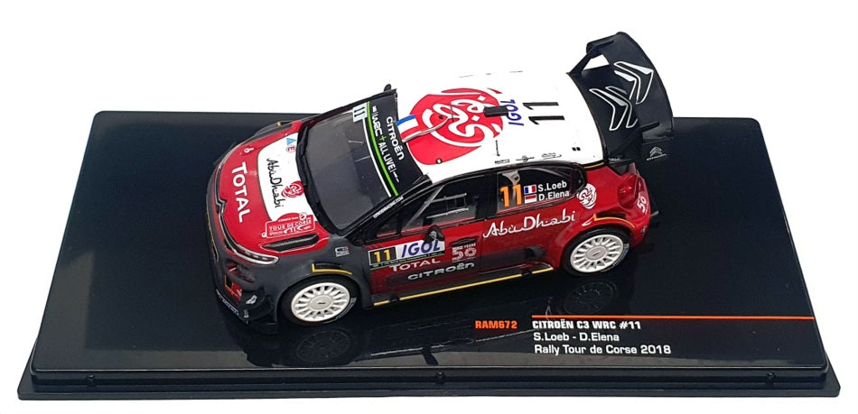 Ixo 1/43 Scale RAM672 - Citroen C3 WRC #11 Rally de Corse 2018 Loeb/Elena