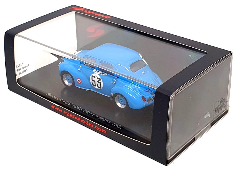 Spark 1/43 Scale S5225 - Renault 4cv 1063 #53 24H Le Mans 1952 - Blue