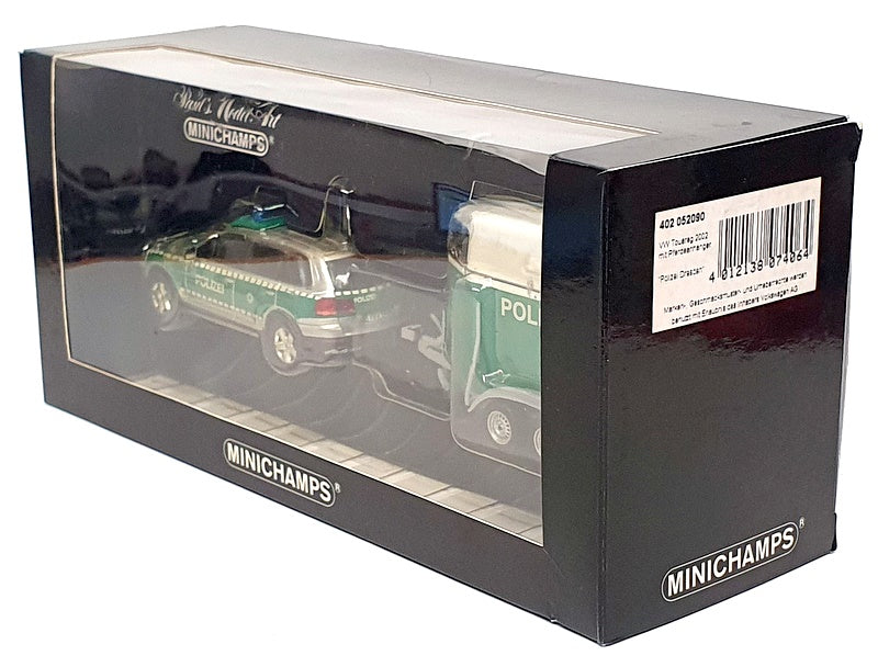 Minichamps 1/43 Scale 402 052090 2002 VW Touareg & Horse Trailer Polizei Dresden