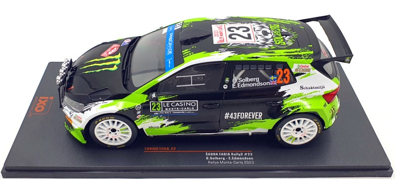 IXO 1/18 Scale Diecast 18RMC155A - Skoda Fabia Rally2 #23 Monte Carlo 2023