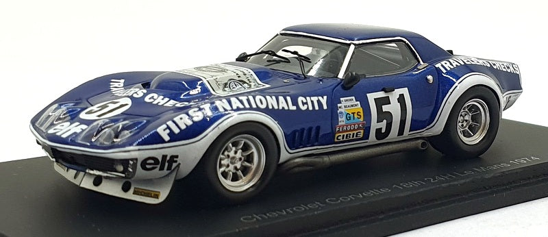 Spark 1/43 Scale S2432 - Chevrolet Corvette #51 18th Le Mans 1974