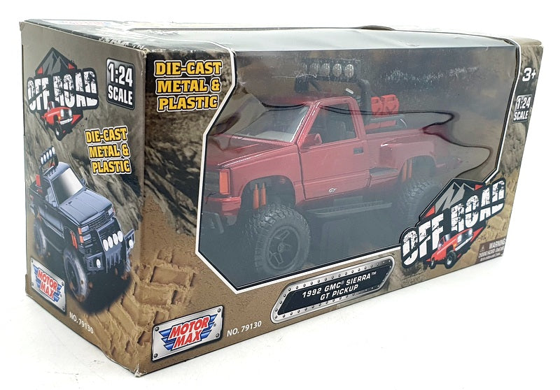 Motor Max 1/24 Scale Diecast 79130 - 1992 GMC Sierra GT Pickup - Dark Red