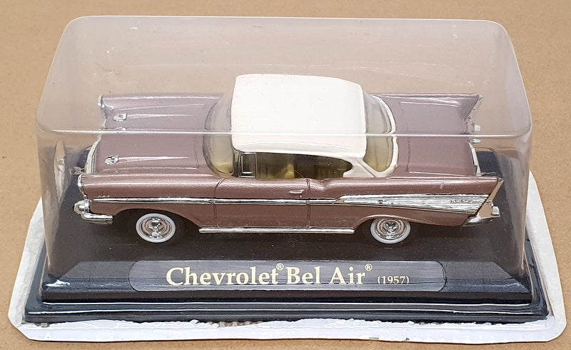 Altaya 1/43 Scale 13125 - 1957 Chevrolet Bel Air - India Ivory/Dusk Rose