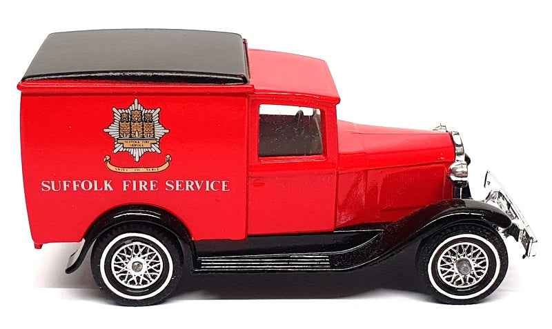 Matchbox Appx 10cm Long Y-22 1930 Ford Model A Van Suffolk Fire Service REWORKED