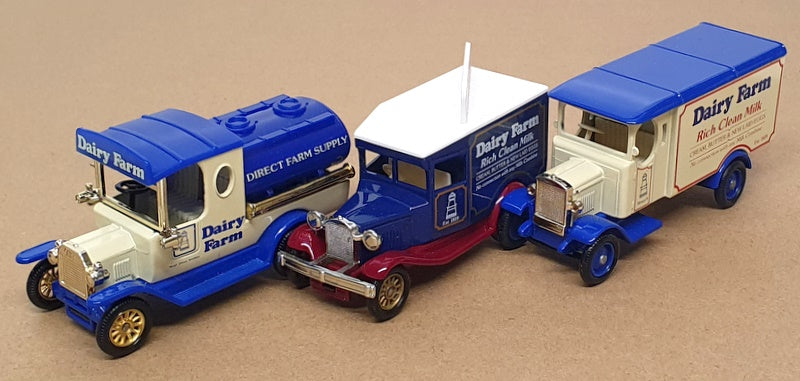 Lledo Diecast LLDF3 Set Of 3 Rolls Royce Model Vehicles (Dairy Farm) Blue/Cream