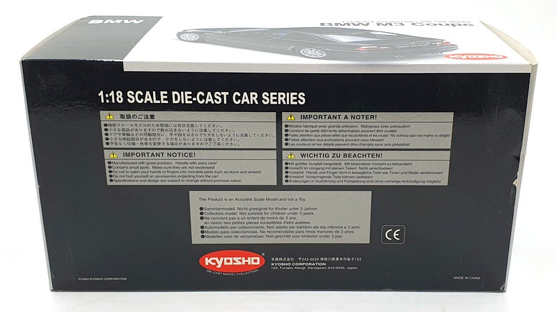 Kyosho 1/18 Scale 08503K - EMPTY BOX ONLY - BMW M3 Coupe Black