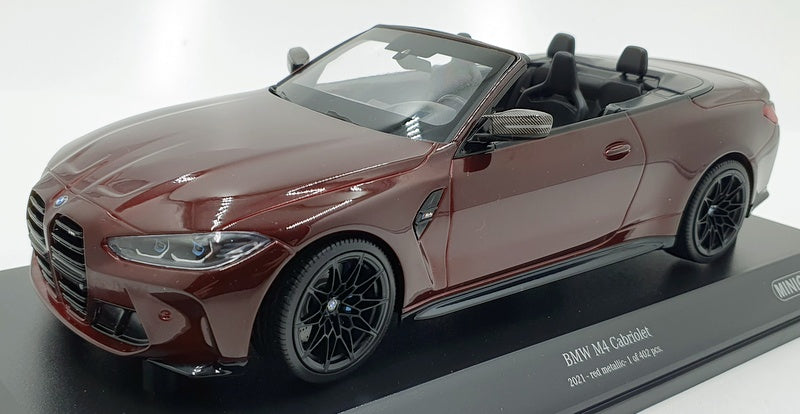 Minichamps 1/18 Scale Diecast 155 021032 - BMW M4 Cabrio 2021 - Red Metallic