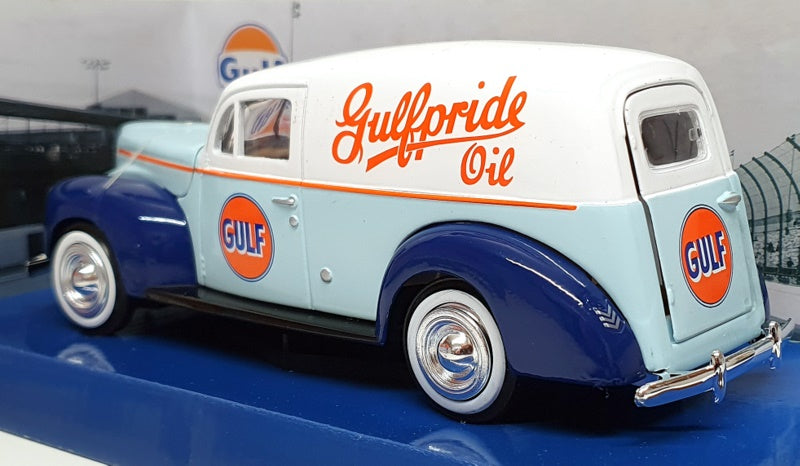 Motor Max 1/24 Scale 79661 - 1940 Ford Sedan Van (Gulf) Lt Blue/Blue/White