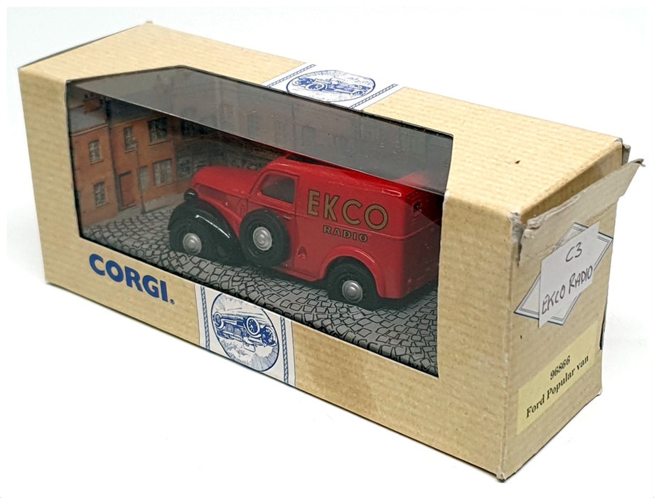 Corgi 1/43 Scale 96866 - Ford Popular Van ( Ekco Radio) Red - REWORKED