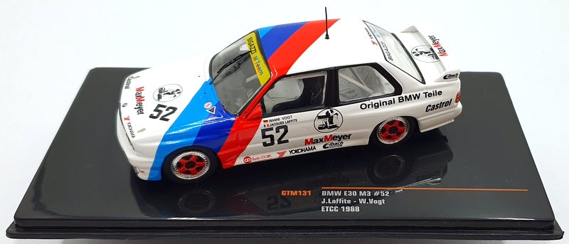 Ixo 1/43 Scale Diecast GTM131 - 1988 BMW E30 M3 ETCC #52