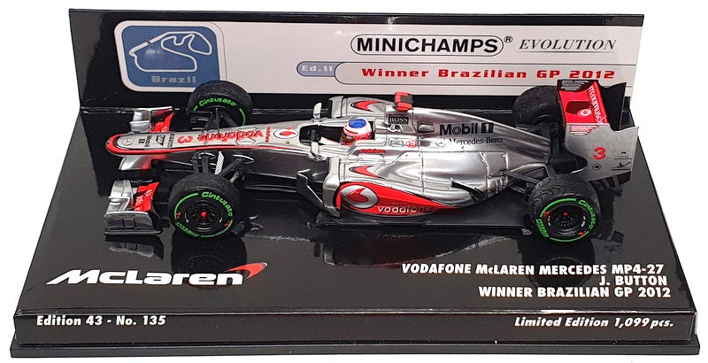 Minichamps 1/43 Scale 537 124323 F1 McLaren Mercedes MP4-27 1s Brazilian GP 2012