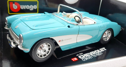 Burago 1/18 Scale Diecast 3034 - 1957 Chevrolet Corvette - Blue/White