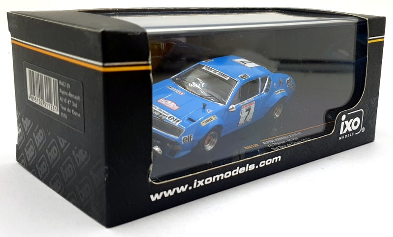 Ixo 1/43 Scale Diecast RAC139 - Alpine-Renault A310 #7 3rd Tour de Corse 1974