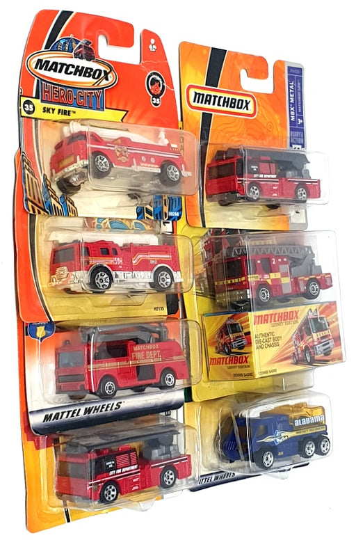 Matchbox Diecast SET09C - Assortment Of 7 Fire Engine Model Vehicles